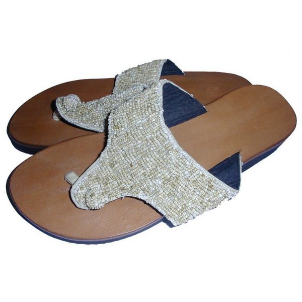 Shoes Sandal Flip-flop Knot Beaded Made With Leather by JOE COOL