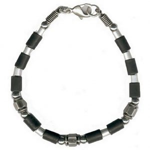 Bracelet Silver & Black Tube Beads by JOE COOL