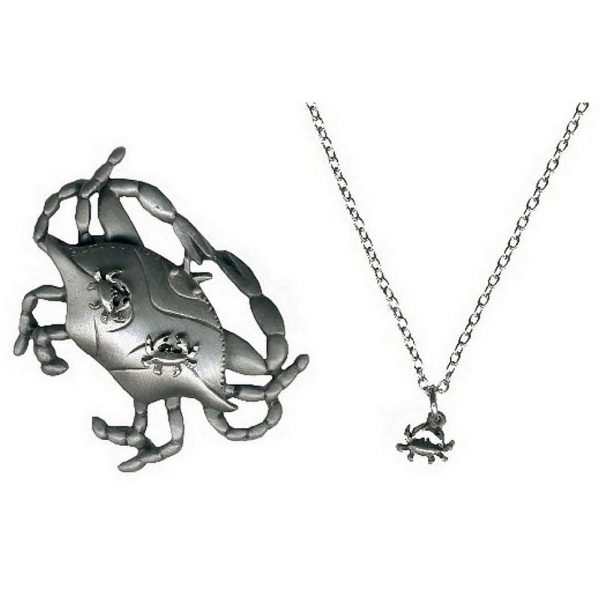Necklace With A Pendant Crab Made With Pewter by JOE COOL