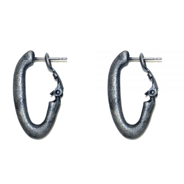 Hoop Earring Half Oval Made With Pewter by JOE COOL