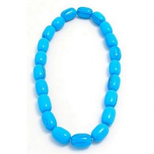 Necklace 25/17 Oval Blue Marble Bead Made With Resin & Elastic by JOE COOL