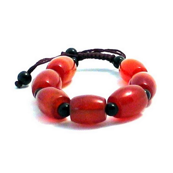 Bracelet Amber Coloured Oval 15mm Bead Made With Stone by JOE COOL