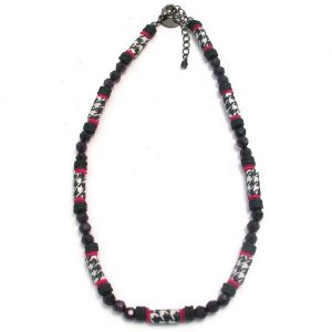 Bead String Necklace Houndstooth Faceted & Heishi Made With Resin by JOE COOL