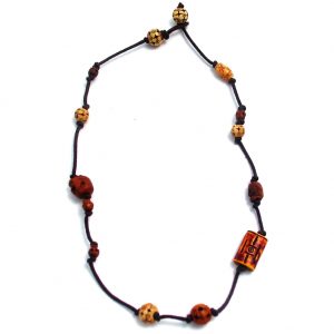 Choker Necklace Bead With Skulls Made With Bone & Wood by JOE COOL