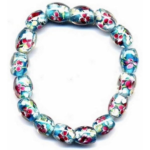 Bracelet Flower Turq Oval Made With Glass by JOE COOL