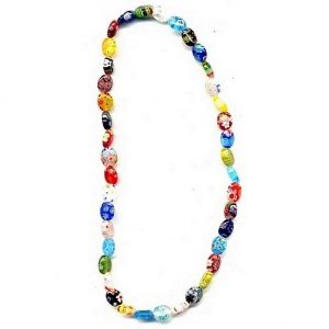 Necklace Flat Oval 8mm Made With Glass & Millefiori Glass by JOE COOL