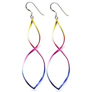 Drop Earring Twisted Large Rainbow Made With 925 Silver by JOE COOL