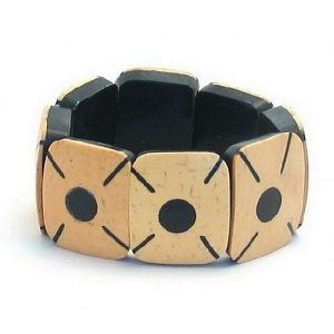Bracelet Square Patterned White Made With Wood by JOE COOL