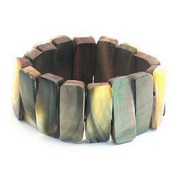 Bracelet Oblongs Made With Shell & Wood by JOE COOL