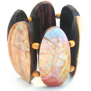 Bracelet 6 Oval 60x20mm Made With Shell & Wood by JOE COOL