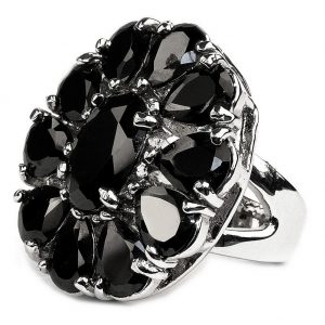 Ring Tear Cluster Black Made With Glass & Crystal Glass by JOE COOL