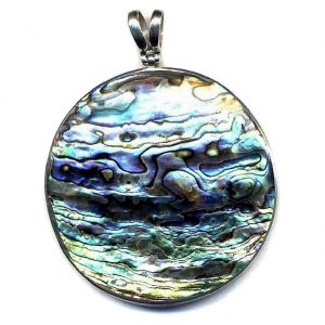 Necklace With A Pendant Abalone Round App 40-50mm Made With 925 Silver & Shell by JOE COOL