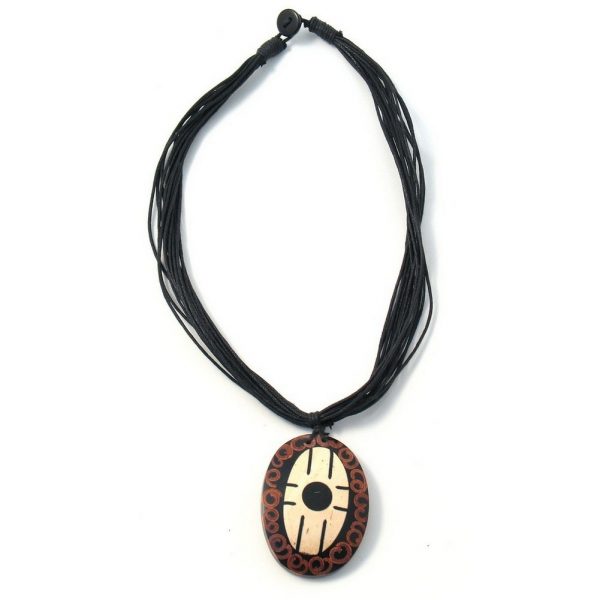 Necklace With A Pendant Inlay Two Tone Made With Wood by JOE COOL