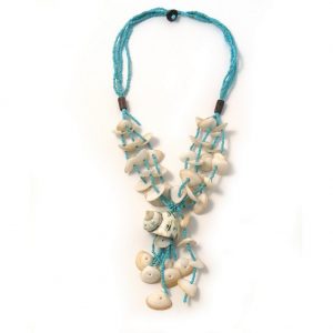 Necklace 4 Strand Turquoise Beads Made With Shell & Glass by JOE COOL