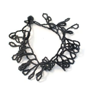 Bracelet Blk Lace Leaf Effect Made With Glass by JOE COOL