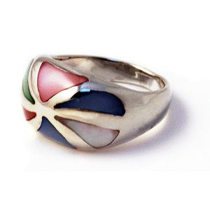 Ring Multi Domed 6 Triangle Front Made With 925 Silver & Shell by JOE COOL