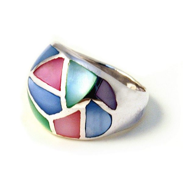 Ring Multi Domed Front Made With 925 Silver & Shell by JOE COOL