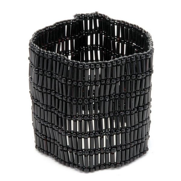 Bracelet 6 Row Black Stretch 52mm Made With Glass & Bead by JOE COOL