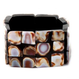 Bracelet Abstract 30x26mm Rectangle Made With Resin & Shell by JOE COOL