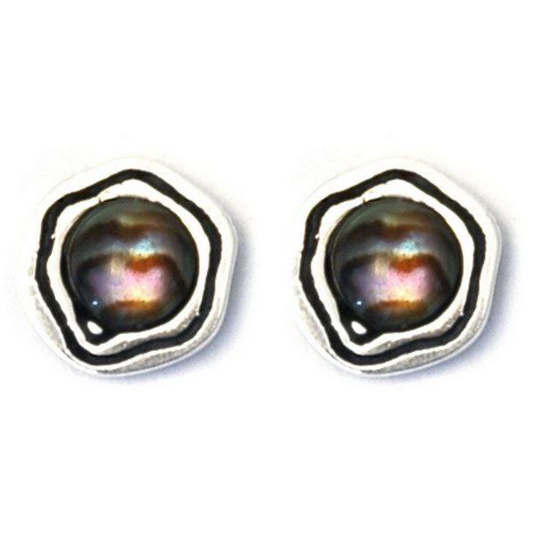 Stud Earring Circle Made With 925 Silver & Paua Shell by JOE COOL