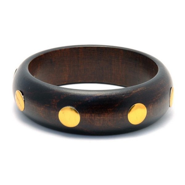 Bangle 8 Gold Stud 22mm Made With Wood by JOE COOL
