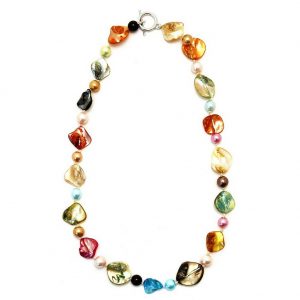 String Of Pearls Multi-coloured Nugget Made With Mother Of Pearl by JOE COOL