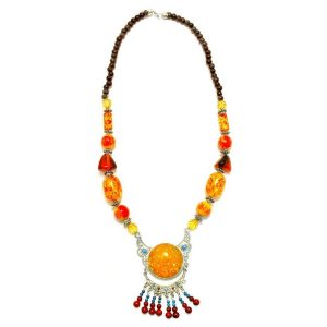 Necklace Amber Centre Bead Made With Zinc Alloy by JOE COOL