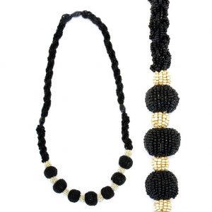 Necklace Black & Antique White 72 Cm Made With Glass & Bead by JOE COOL