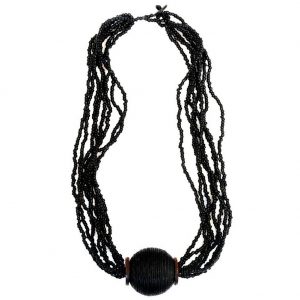 Necklace Ball Black Made With Thread & Glass by JOE COOL