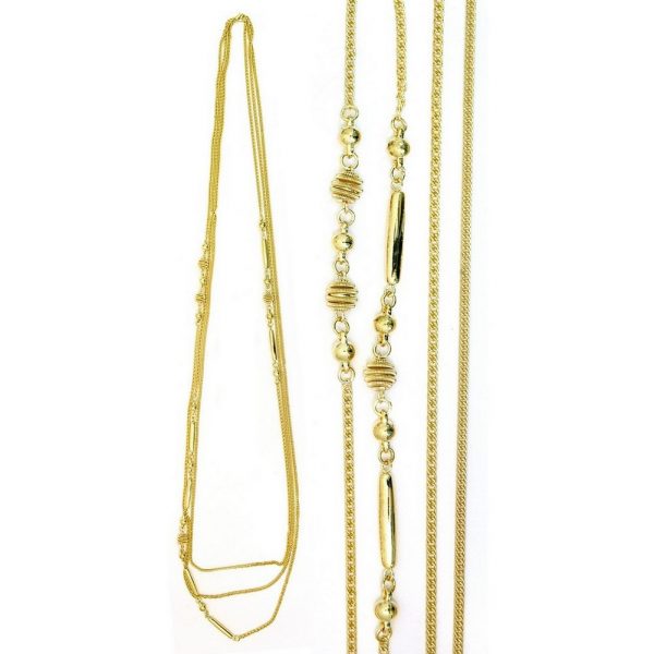 Necklace Chain Multi Strand & Ball Gold 112cm Made With Zinc Alloy by JOE COOL