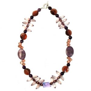 Necklace Cat Eye Rice 45cm Made With Amethyst & Crystal Glass by JOE COOL
