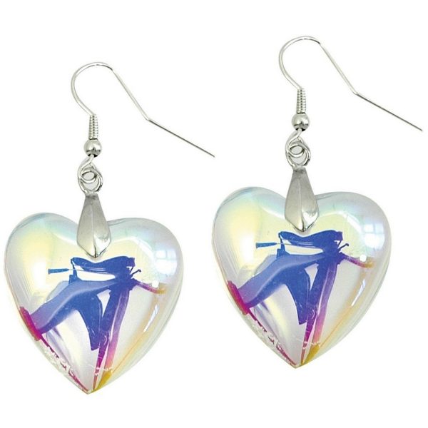 Drop Earring Heart Aurora Borealis Made With Glass by JOE COOL