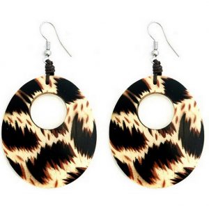 Drop Earring Oval Animal Print Made With Coconut & Suede by JOE COOL