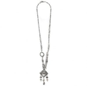 Necklace Etched With Smokey Crystal 60cm Made With Zinc Alloy by JOE COOL