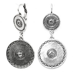 Drop Earring 2 Filigre Discs Made With Zinc Alloy & Crystal Glass by JOE COOL
