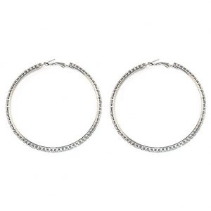 Hoop Earring Clear 70mm Made With Zinc Alloy & Crystal Glass by JOE COOL