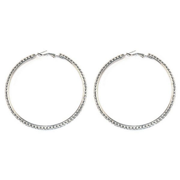 Hoop Earring Clear 70mm Made With Zinc Alloy & Crystal Glass by JOE COOL