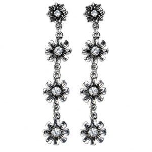 Drop Earring 4 Flowers Made With Zinc Alloy & Crystal Glass by JOE COOL