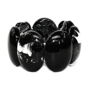 Bracelet Oval Black & White Marble Effect Made With Resin by JOE COOL