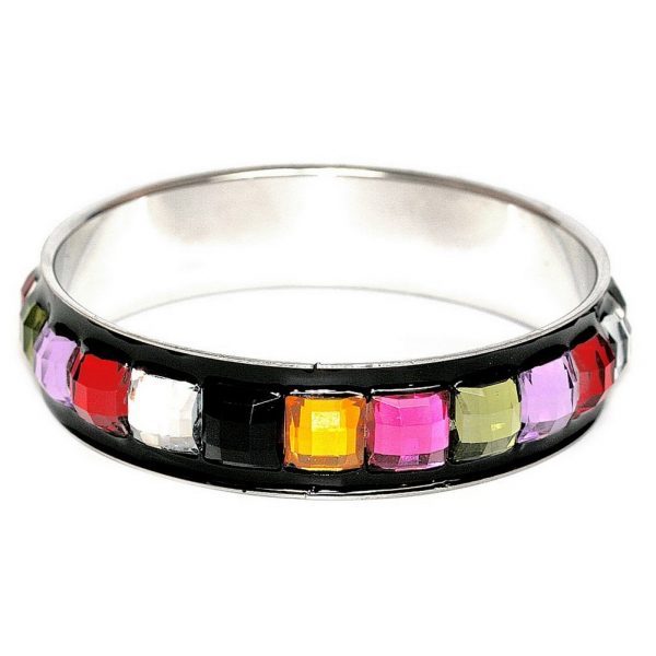 Bangle Crystal On Black Band 17mm Made With Zinc Alloy & Resin by JOE COOL