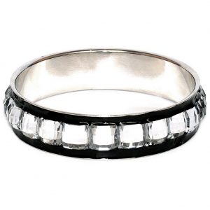 Bangle Crystal On Black Band Tapered Made With Zinc Alloy & Resin by JOE COOL