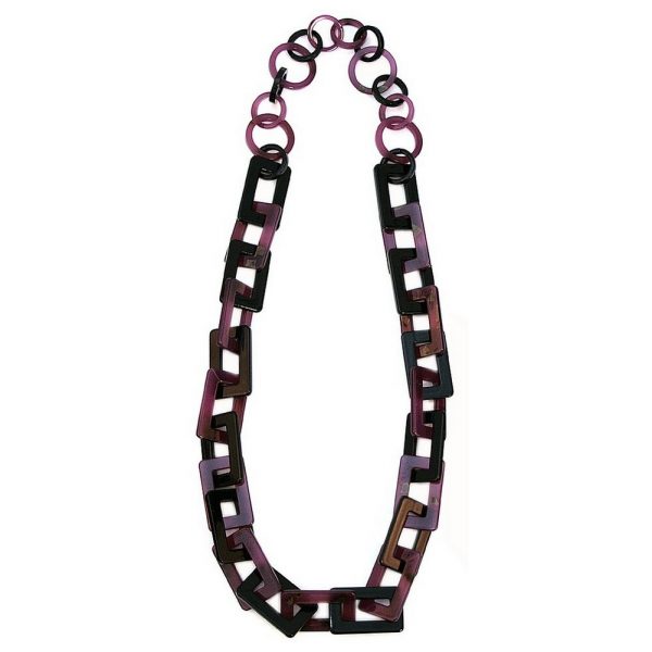 Necklace Rectangle Chain Purple 80cm Made With Resin by JOE COOL
