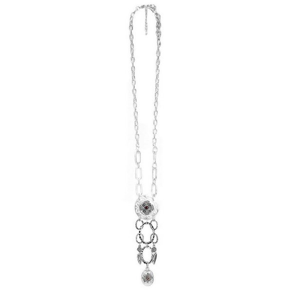 Necklace Matt Silver Rasputin Links Made With Zinc Alloy & Crystal Glass by JOE COOL