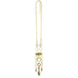 Necklace Matt Gold Rasputin Links Made With Zinc Alloy & Crystal Glass by JOE COOL