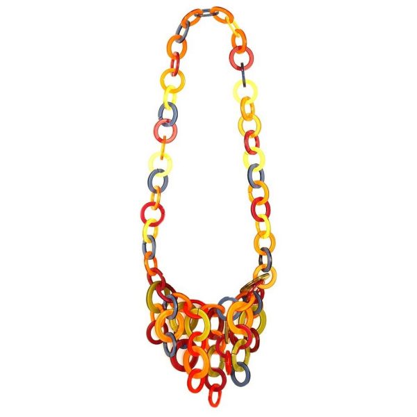 Necklace Chain Multi-coloured Ring Cluster Made With Resin by JOE COOL