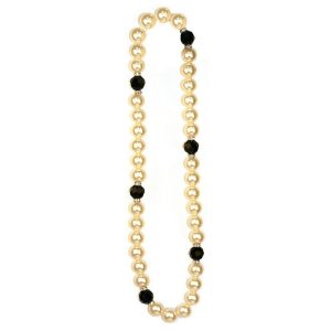 Necklace 20mm Beads Black Crystal 80cm Made With Resin & Pearl by JOE COOL