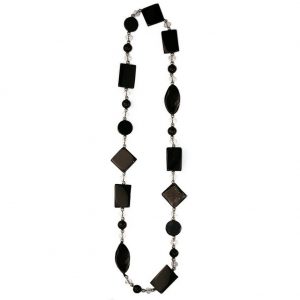 Necklace Black & Clear Made With Agate & Crystal Glass by JOE COOL