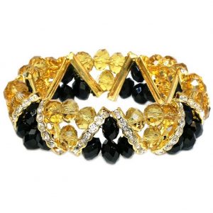Bracelet V-line Facet Gold & Black Gold Made With Crystal Glass & Zinc Alloy by JOE COOL