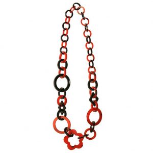 Necklace Chain Chain Red & Black Graphitti 80cm Made With Acrylic by JOE COOL