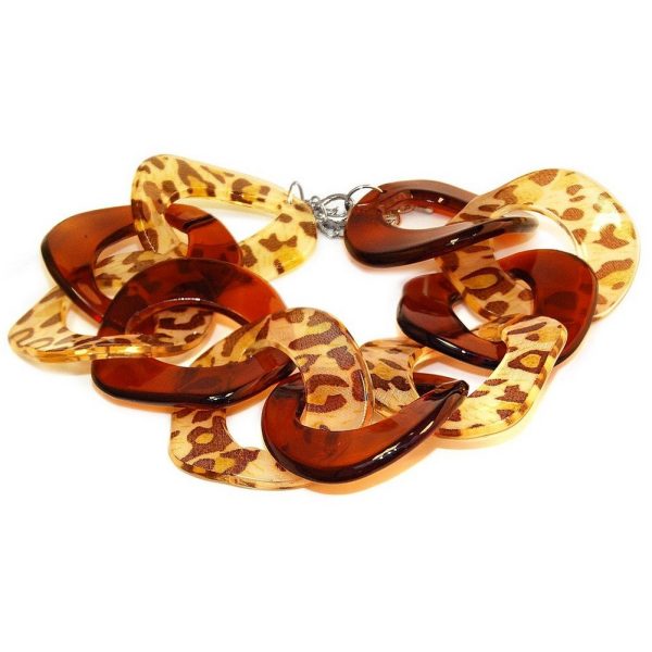 Bracelet Chain Amber Animal Print Made With Acrylic by JOE COOL